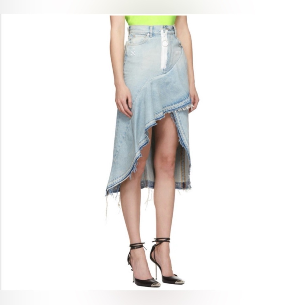 OFF-WHITE ICONIC DECONSTRUCTED DENIM SKIRT SZ:8(44) NEW W/ TAGS NWT 100% AUTHENT